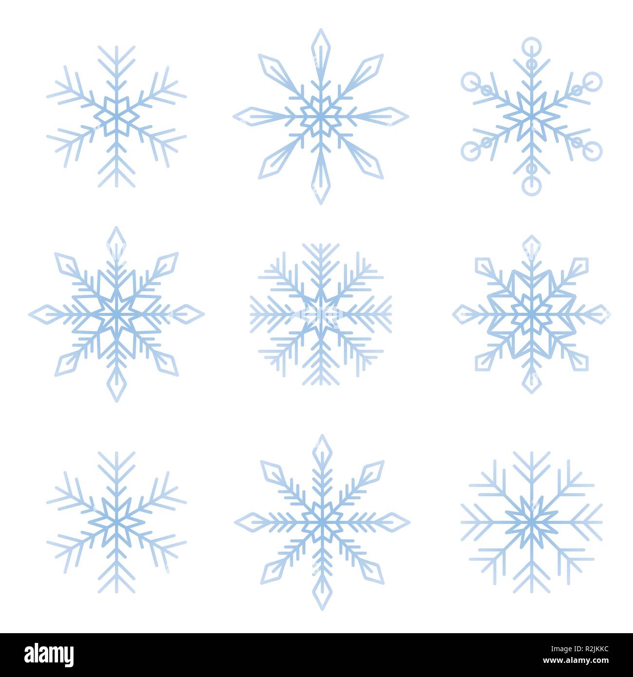 bright snowflakes winter set isolated on white background vector illustration EPS10 Stock Vector