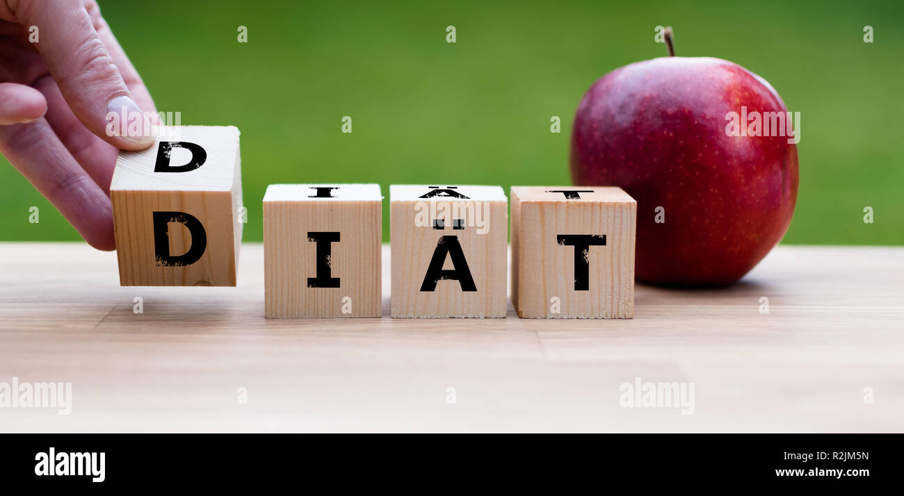 Dices form the german word 'DIÄT' with means diet Stock Photo