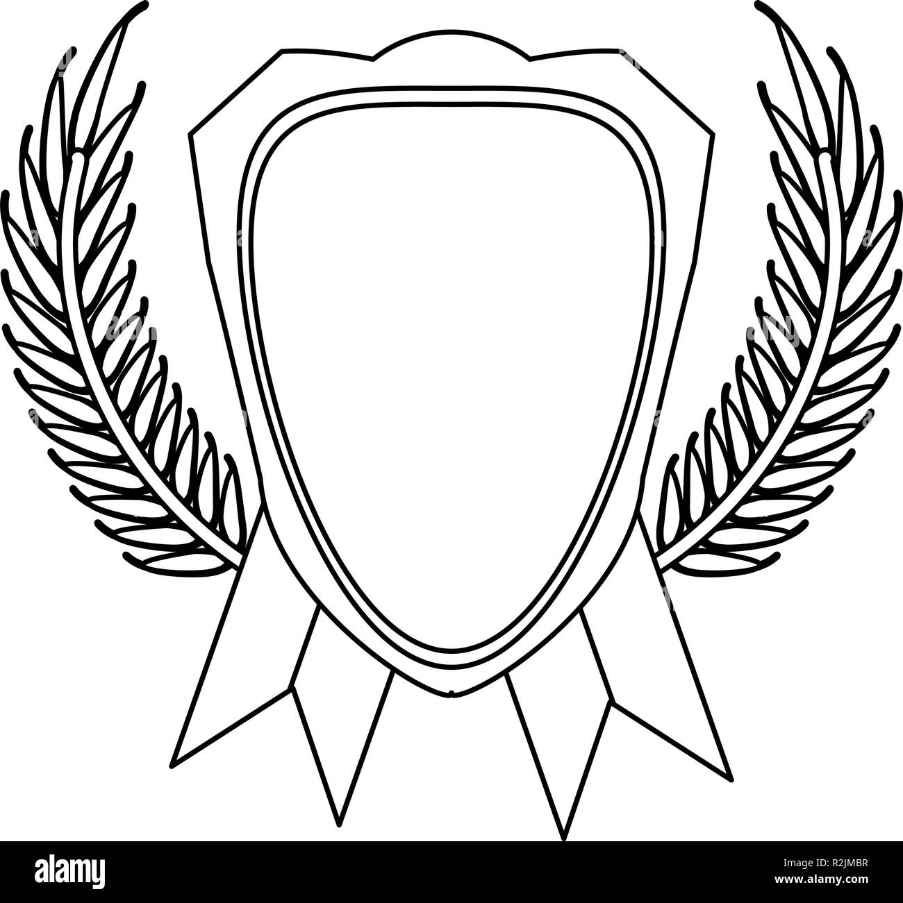 Medal gold badge on leaves wreath vector illustration graphic design