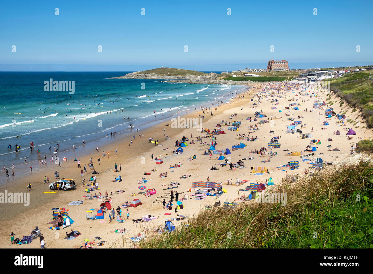 summertime at fistral beach, newquay, cornwall, england, britain,uk. Stock Photo