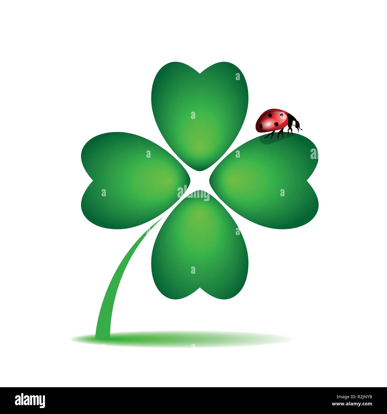 ladybug on cloverleaf on white background vector illustration EPS10 Stock Vector