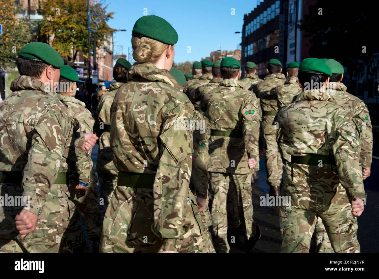 Remembrance Day Parade.  Female Army soldiers Stock Photo
