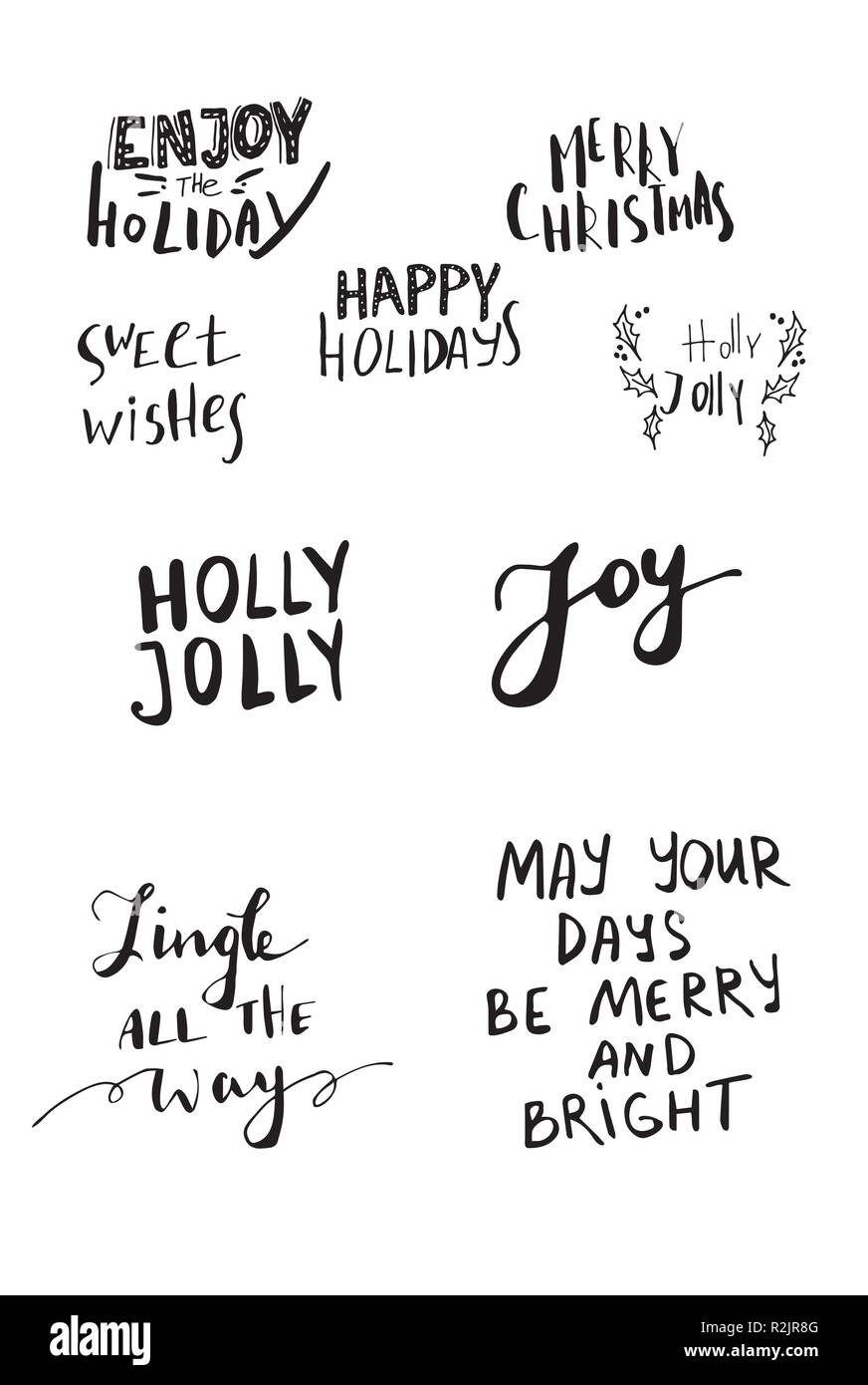 Set of Christmas lettering handwritten Stock Vector Image & Art - Alamy