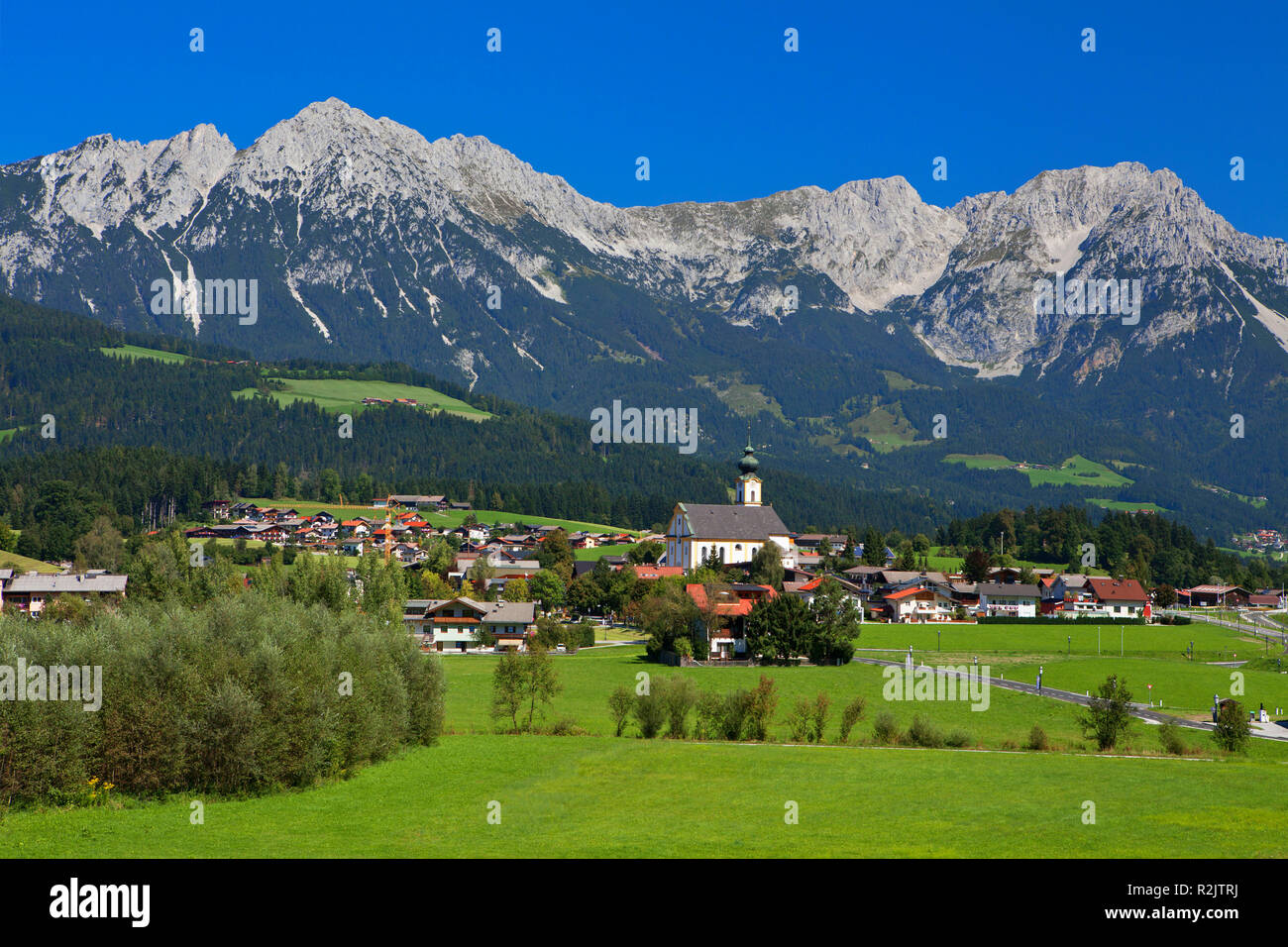 Austria, Tyrol, Söll am Wilden Kaiser Stock Photo