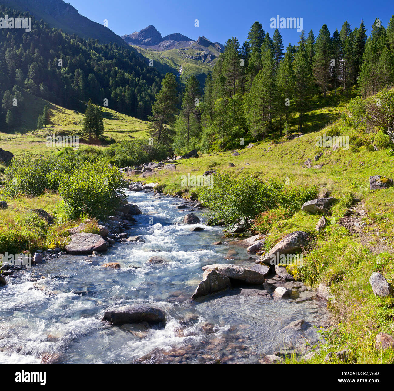 Austria, Tyrol, Sellrain, mountain brook near Lüsens Stock Photo