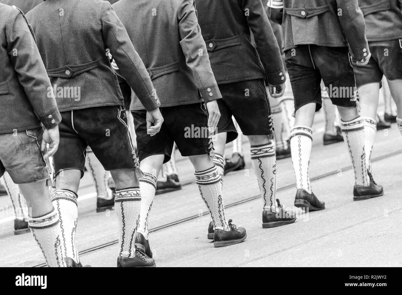 Costume group at the traditional costume parade for the Munich Oktoberfest Stock Photo