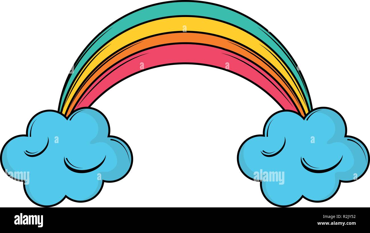 Clouds and rainbow cartoon vector illustration graphic design Stock ...