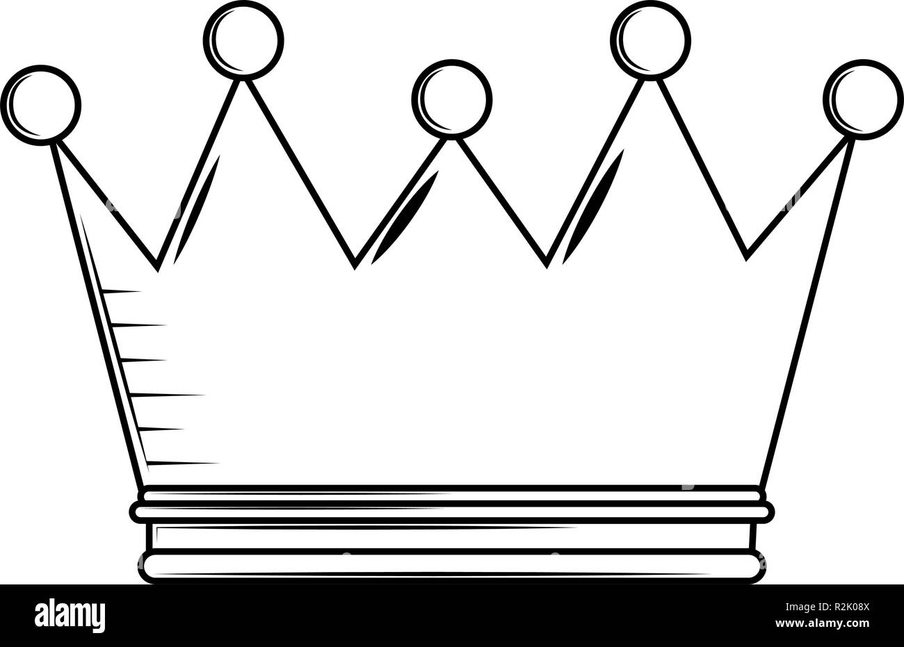 King crown cartoon black and white vector illustration graphic design