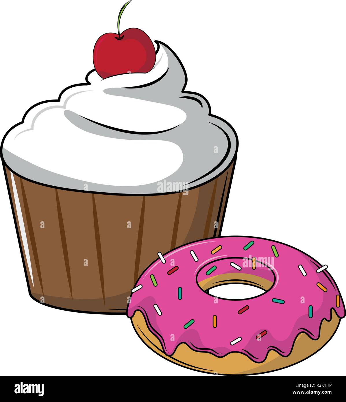 Cupcake and donut sweet desserts vector illustration graphic design ...