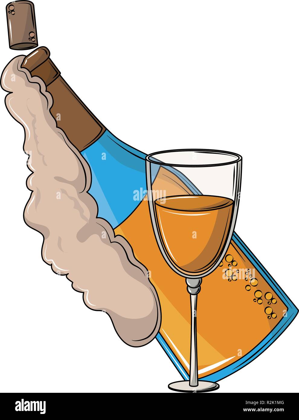 popping champagne bottle isolated cartoon vector illustration Stock Vector  Image & Art - Alamy