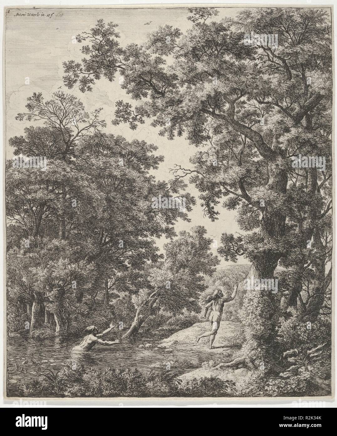 Landscape with Alpheus and Arethusa, from the Series of Six Mythological Scenes. Artist: Anthonie Waterloo (Dutch, Lille 1609-1690 Utrecht). Date: 17th century. Museum: Metropolitan Museum of Art, New York, USA. Stock Photo