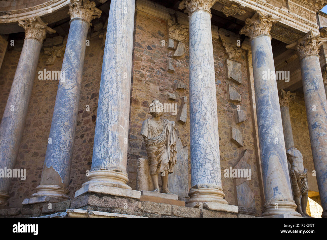 Spain, Extremadura, ruin of the Roman theatre in Mérida, UNESCO world cultural heritage, Stock Photo