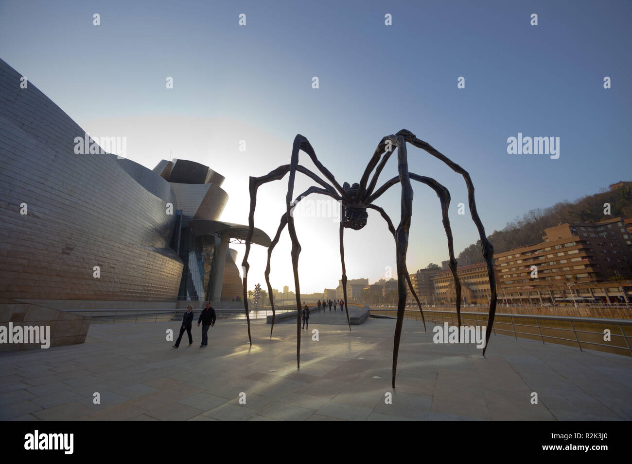 Spain, Basque country, Bilbao, Guggenheim Museum, architect Frank O. Gehry, piece of art, spider 'Maman', Stock Photo