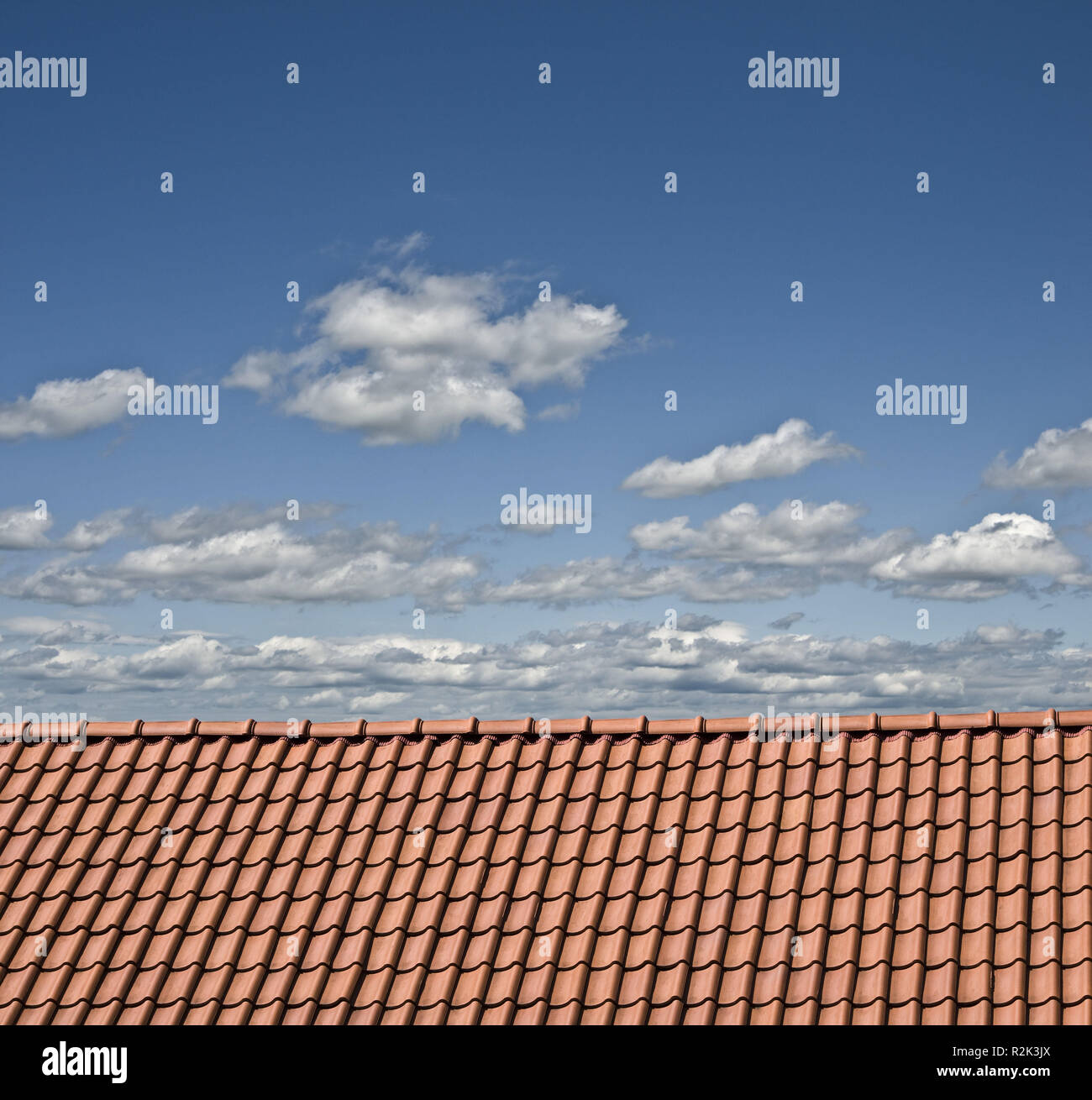 Conception, red roof, cloudied heaven, Stock Photo