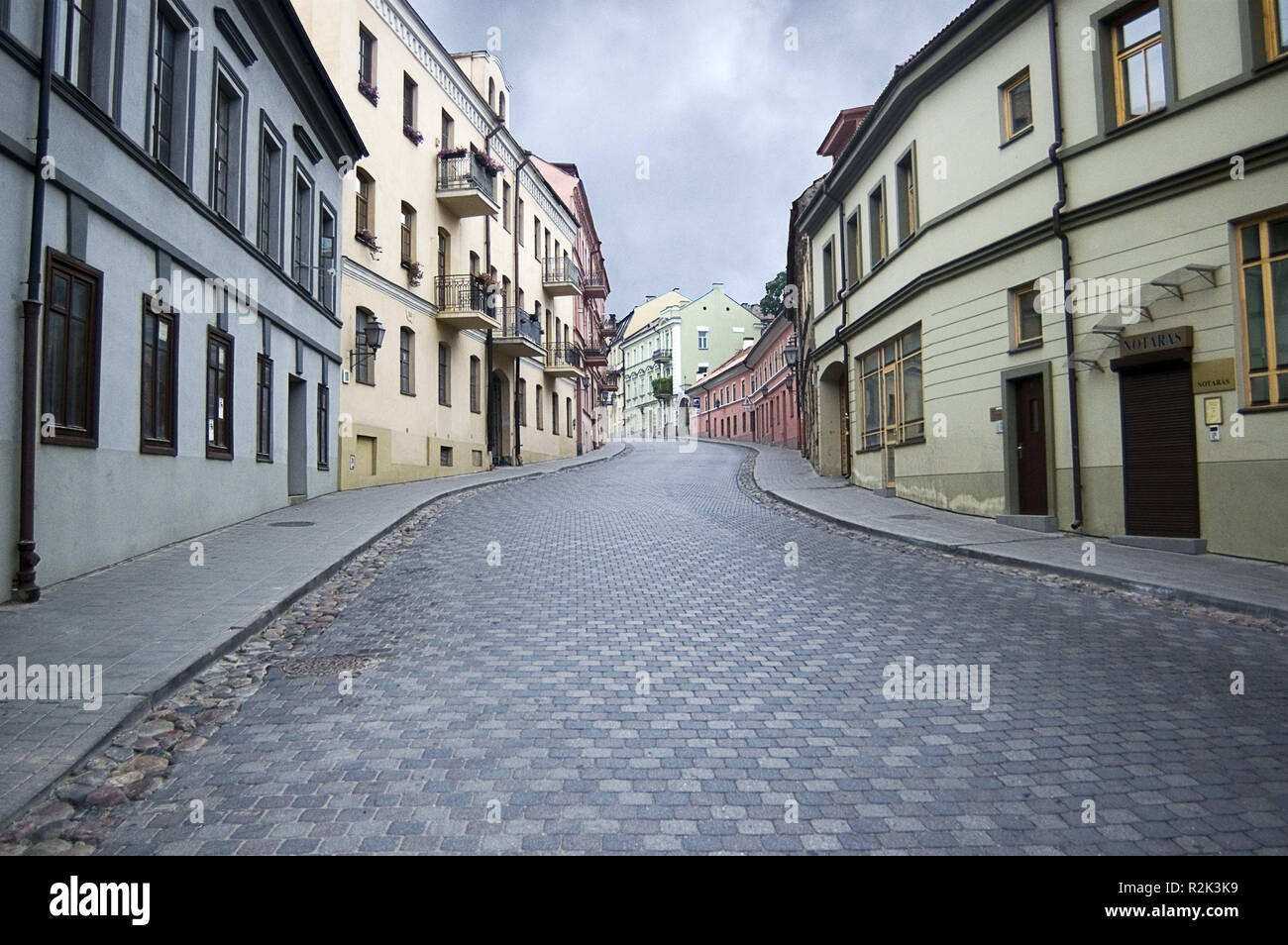 Lithuania, Vilnius, old town, street, terraces, Stock Photo