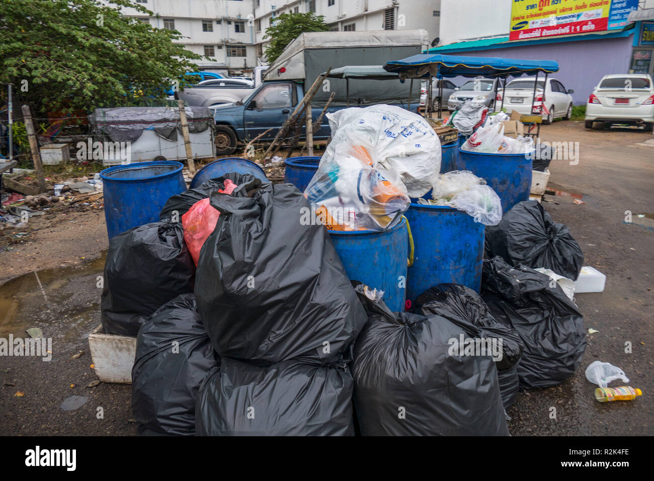 Garbage bags in Krabi, Thailand Stock Photo