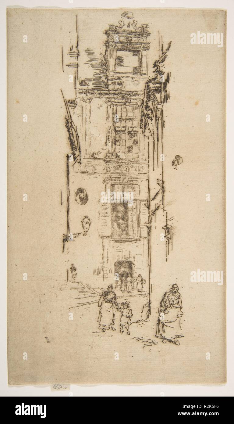 Mairie, Loches. Artist: James McNeill Whistler (American, Lowell, Massachusetts 1834-1903 London). Dimensions: Plate: 8 5/8 × 5 in. (21.9 × 12.7 cm)  Sheet: 8 5/8 in. × 5 in. (21.9 × 12.7 cm). Date: 1888. Museum: Metropolitan Museum of Art, New York, USA. Stock Photo