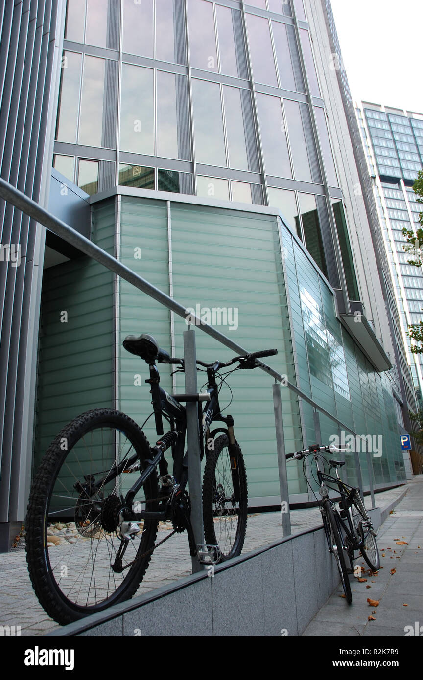 downtown scene with bicycle Stock Photo Alamy