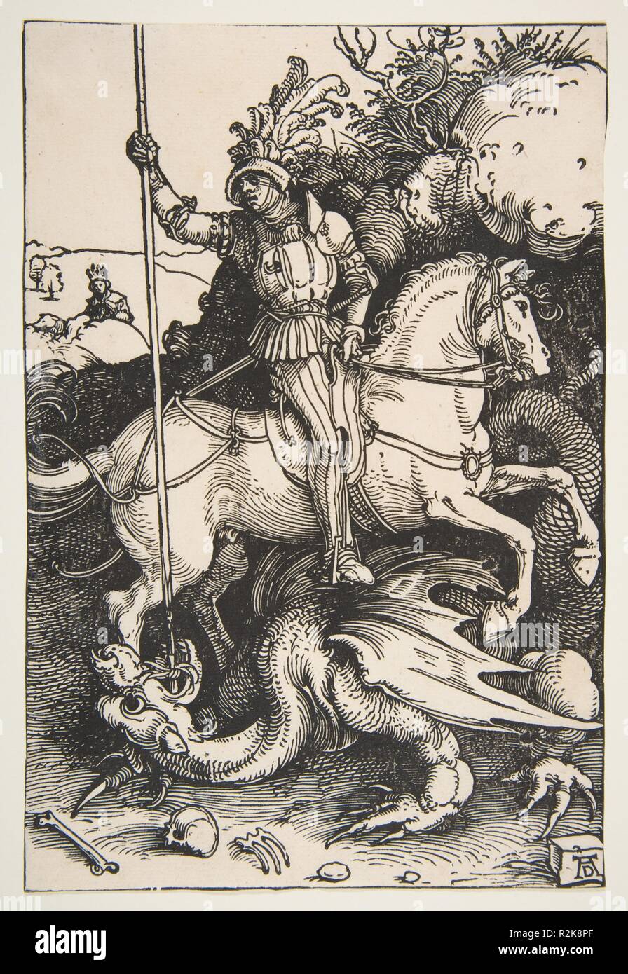 Saint George Slaying the Dragon. Artist: Albrecht Dürer (German, Nuremberg 1471-1528 Nuremberg). Dimensions: sheet: 8 5/16 x 5 9/16 in. (21.1 x 14.2 cm). Date: ca. 1504. Museum: Metropolitan Museum of Art, New York, USA. Stock Photo