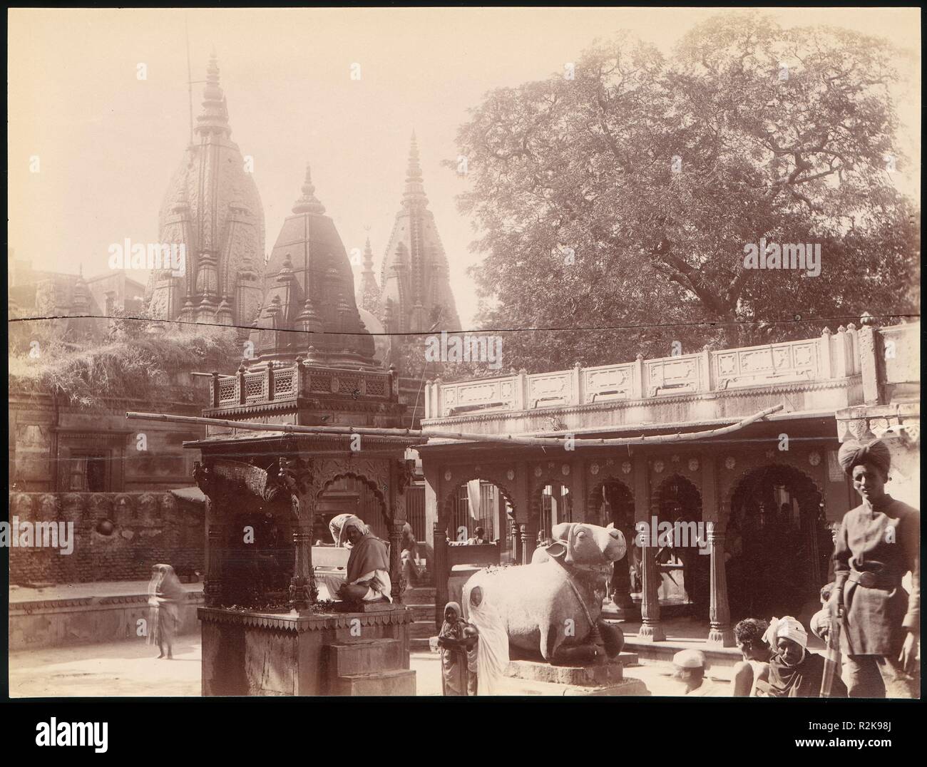 [Temple of the Golden Cow, Benares]. Artist: Unknown. Dimensions: 20.8 x 27.4 cm (8 3/16 x 10 13/16 in.). Date: 1860s-70s. Museum: Metropolitan Museum of Art, New York, USA. Stock Photo