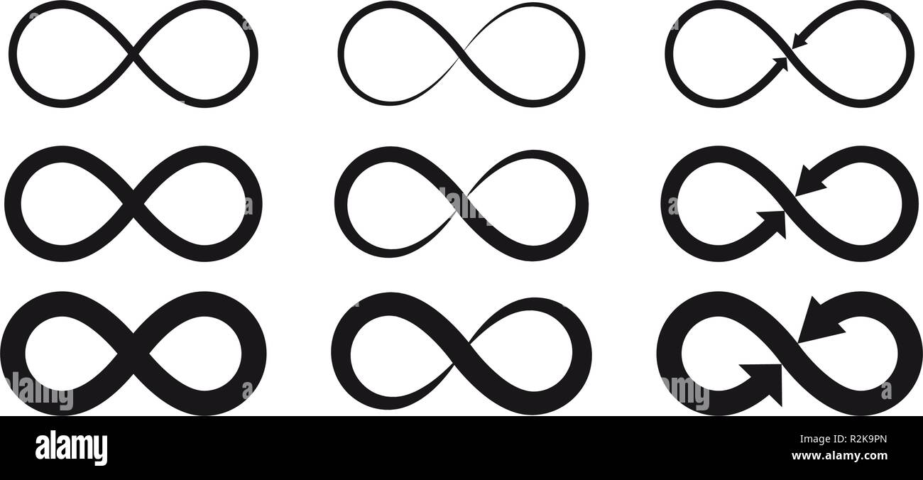 Infinity symbols. Eternal, limitless, endless, life logo or tattoo concept. Stock Vector