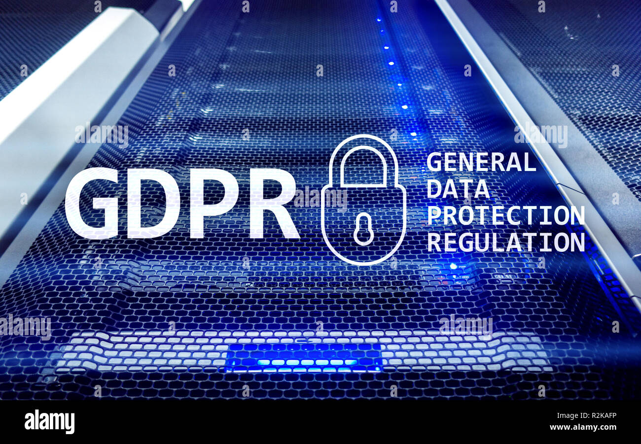GDPR, General data protection regulation compliance. Server room ...