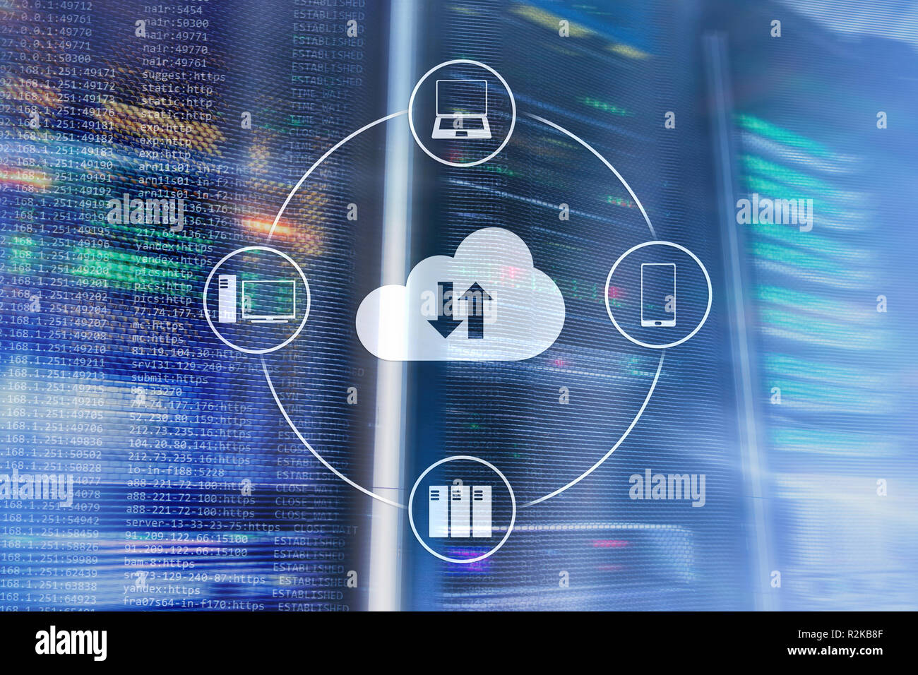 CLoud server and computing, data storage and processing. Internet and ...