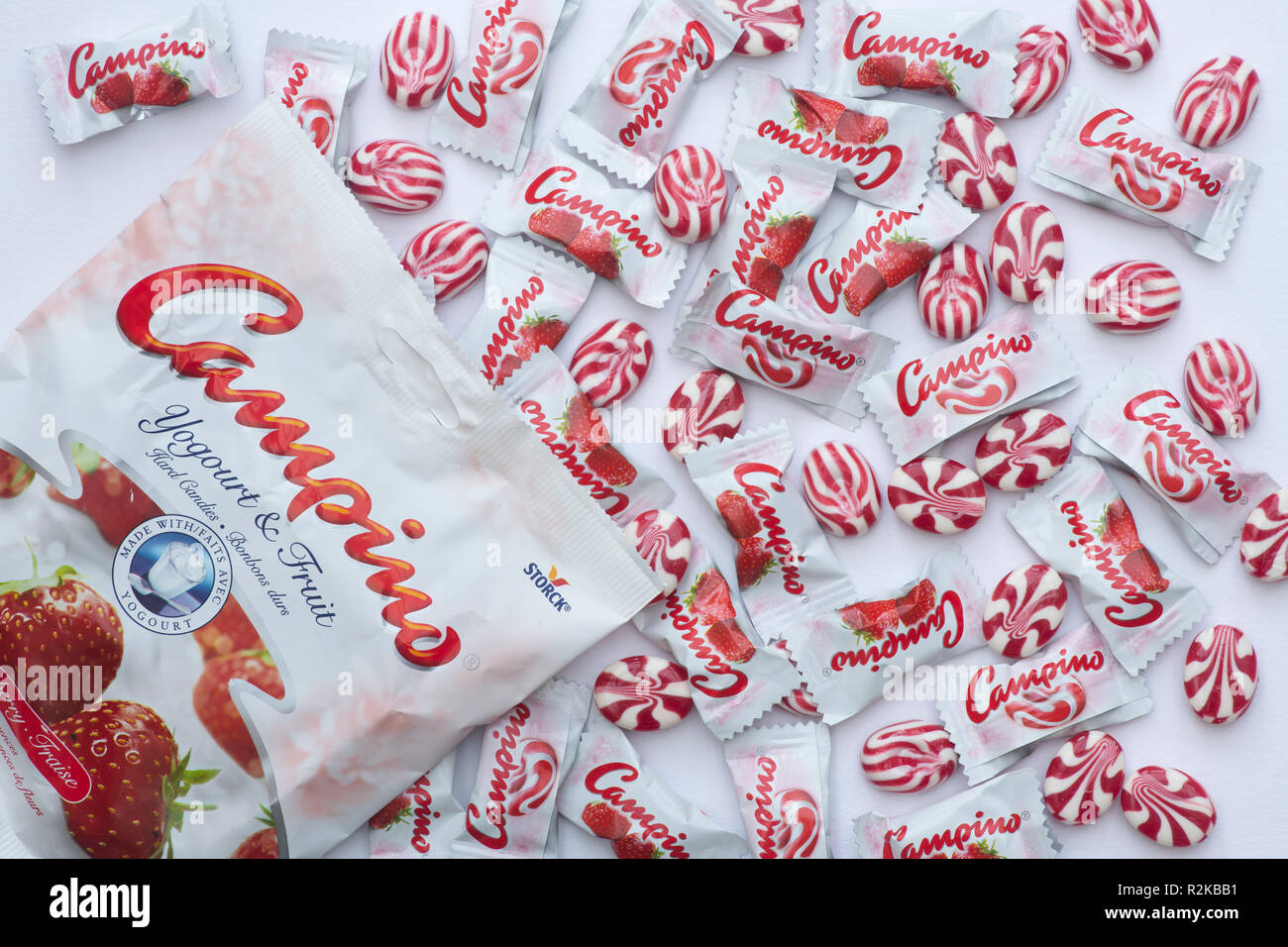 Campino Sweets. Campino Yogurt & Fruit Hard Candies Strawberry Stock Photo  - Alamy