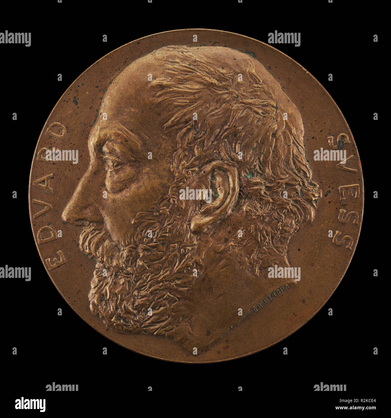 Eduard Suess, 1831-1914, Geologist [obverse]. Dated: 1897. Dimensions: overall (diameter): 7.49 cm (2 15/16 in.)  gross weight: 157.69 gr (0.348 lb.)  axis: 12:00. Medium: bronze. Museum: National Gallery of Art, Washington DC. Author: Karl Gindra. Stock Photo