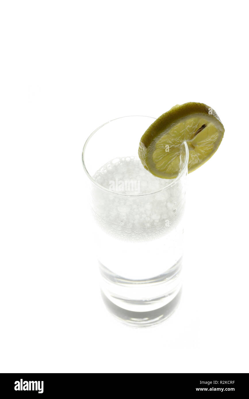 glass of water with lemon Stock Photo