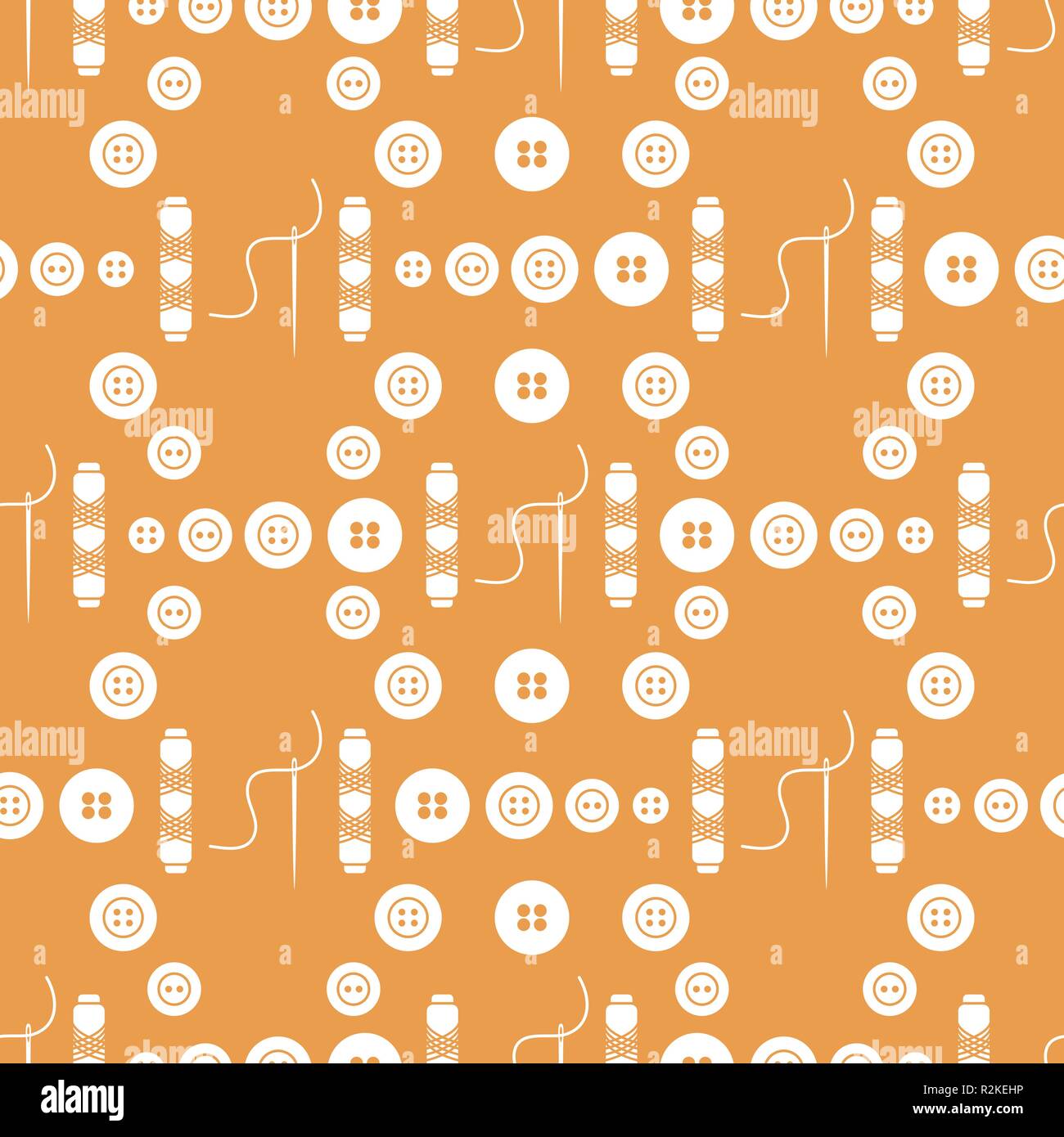 Seamless pattern with needles, buttons, threads. Sewing and needlework background. Template for design, fabric, print. Stock Vector
