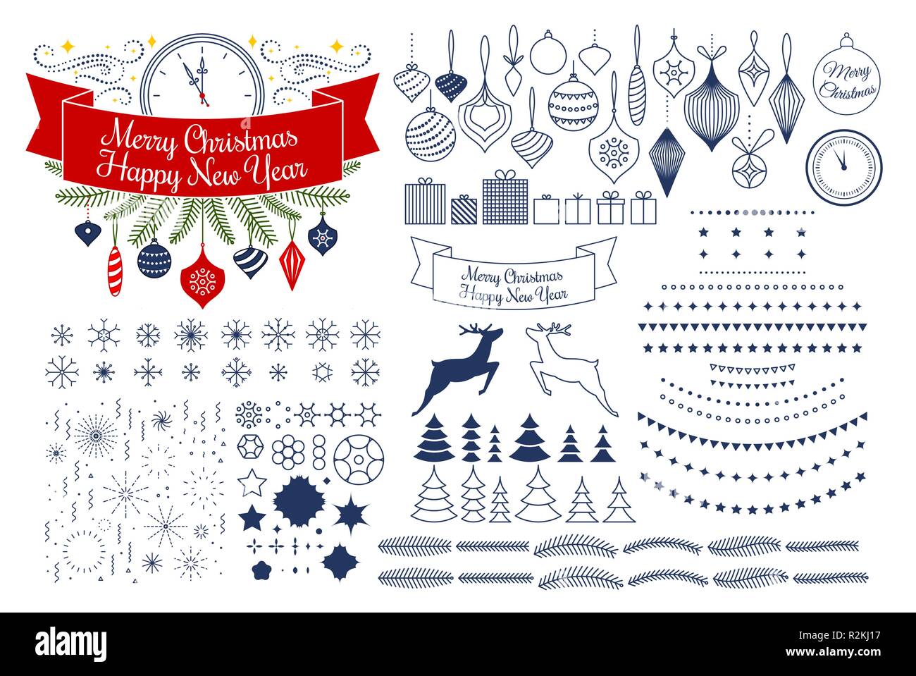 Vector universal mega collection of Christmas vector patterns sh Stock Vector