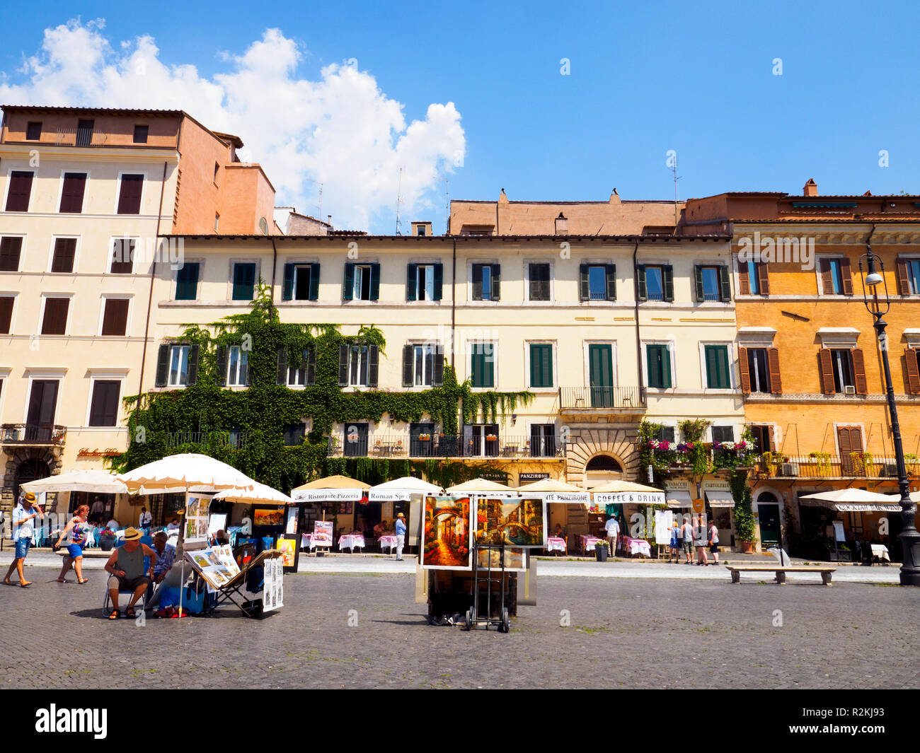 Building facade in Piazza Navona - Rome, Italy Stock Photo