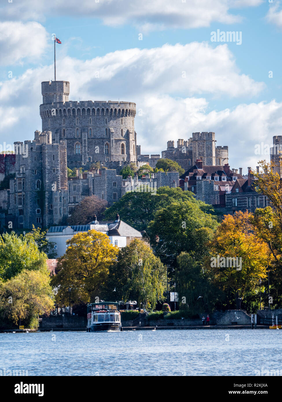 River Tour, View of Windsor Castle Across River Thames with Autumn