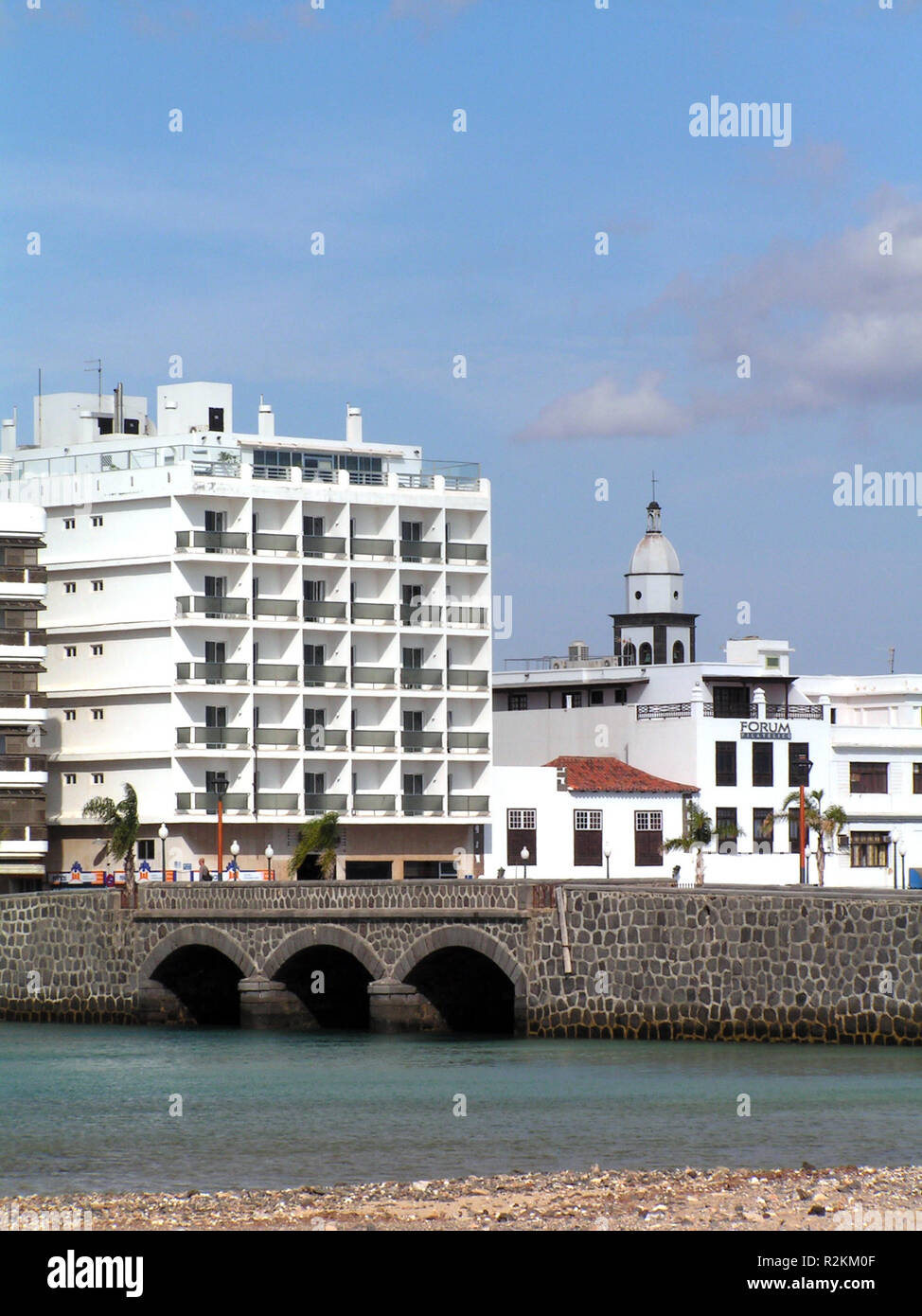 town view arrecife,with church Stock Photo