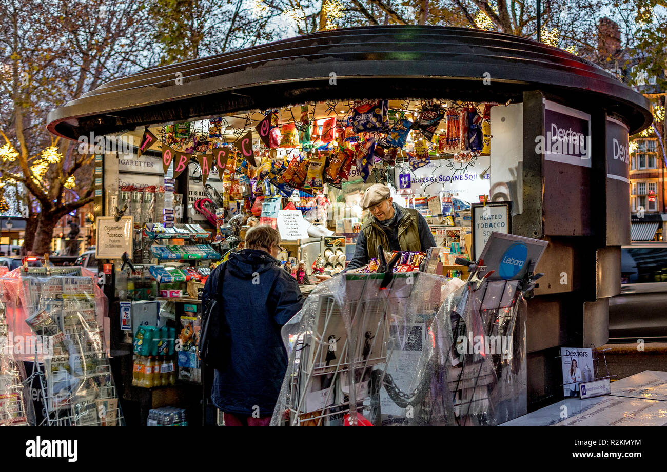 The News Stand outside Sloane Square Tube Station London UK Stock Photo