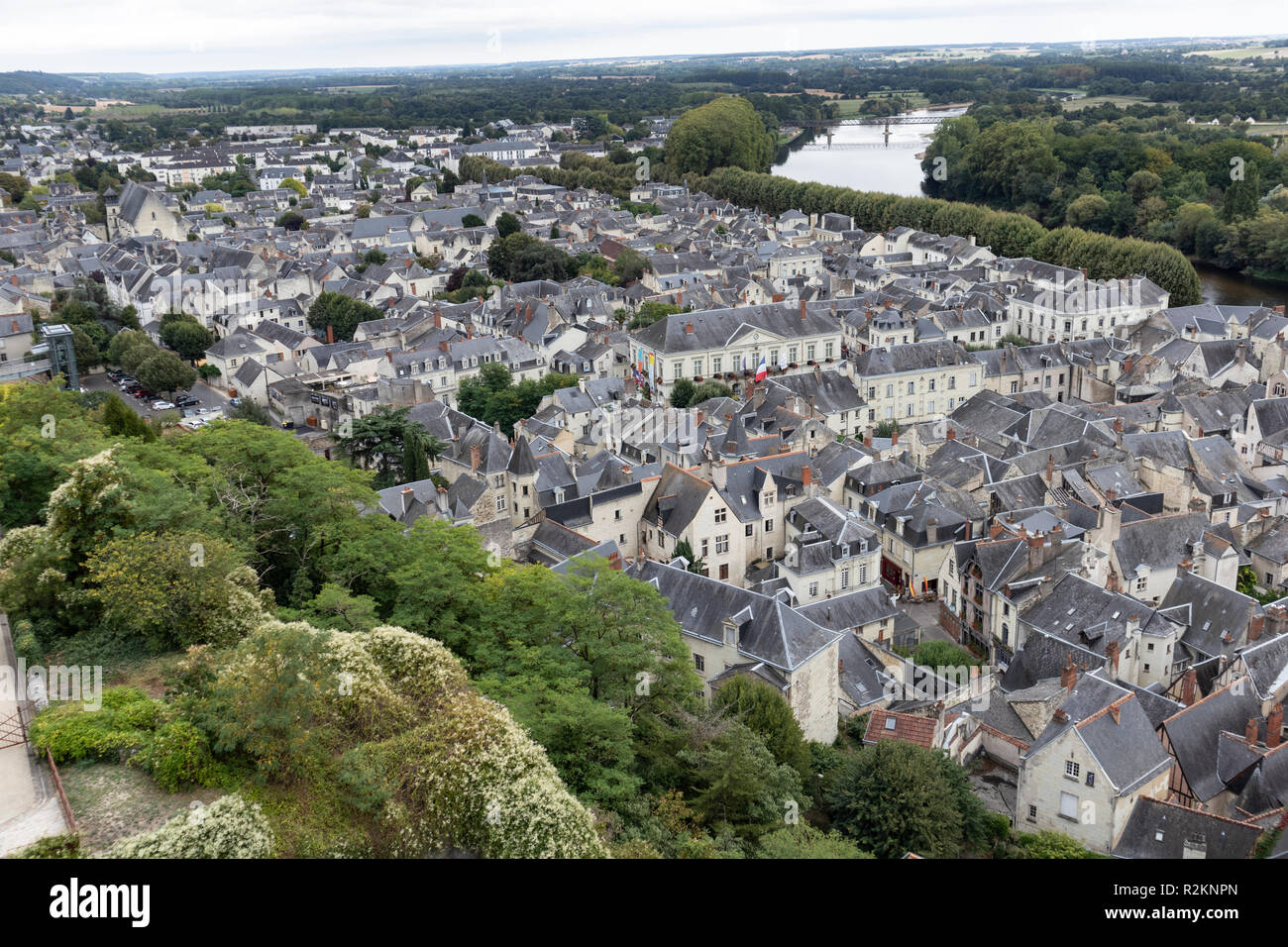 A view of Chinon in the Loire Valley, taken from the Castle forteresse royale. Stock Photo