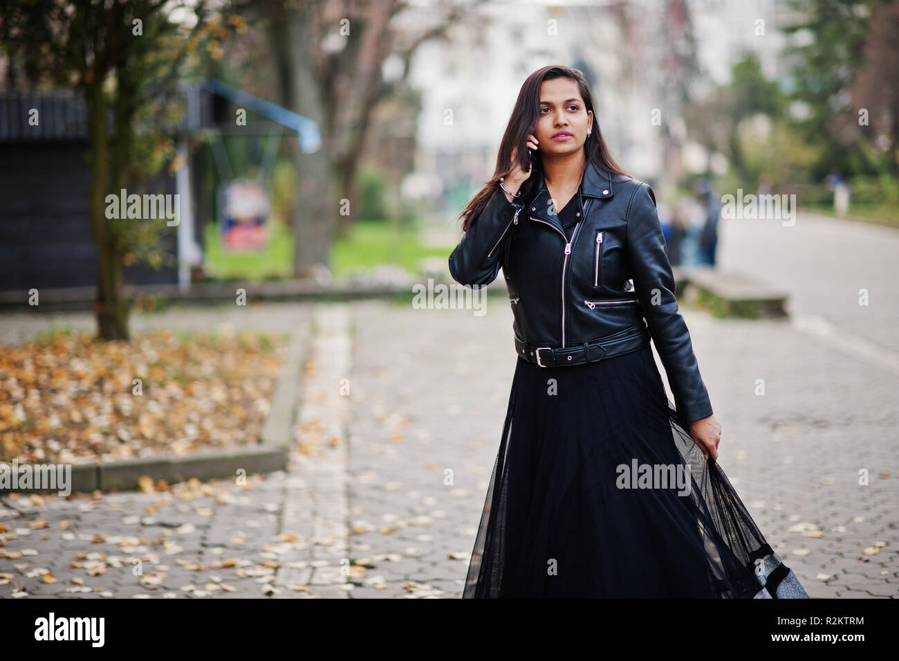 Leather jacket on saree deals