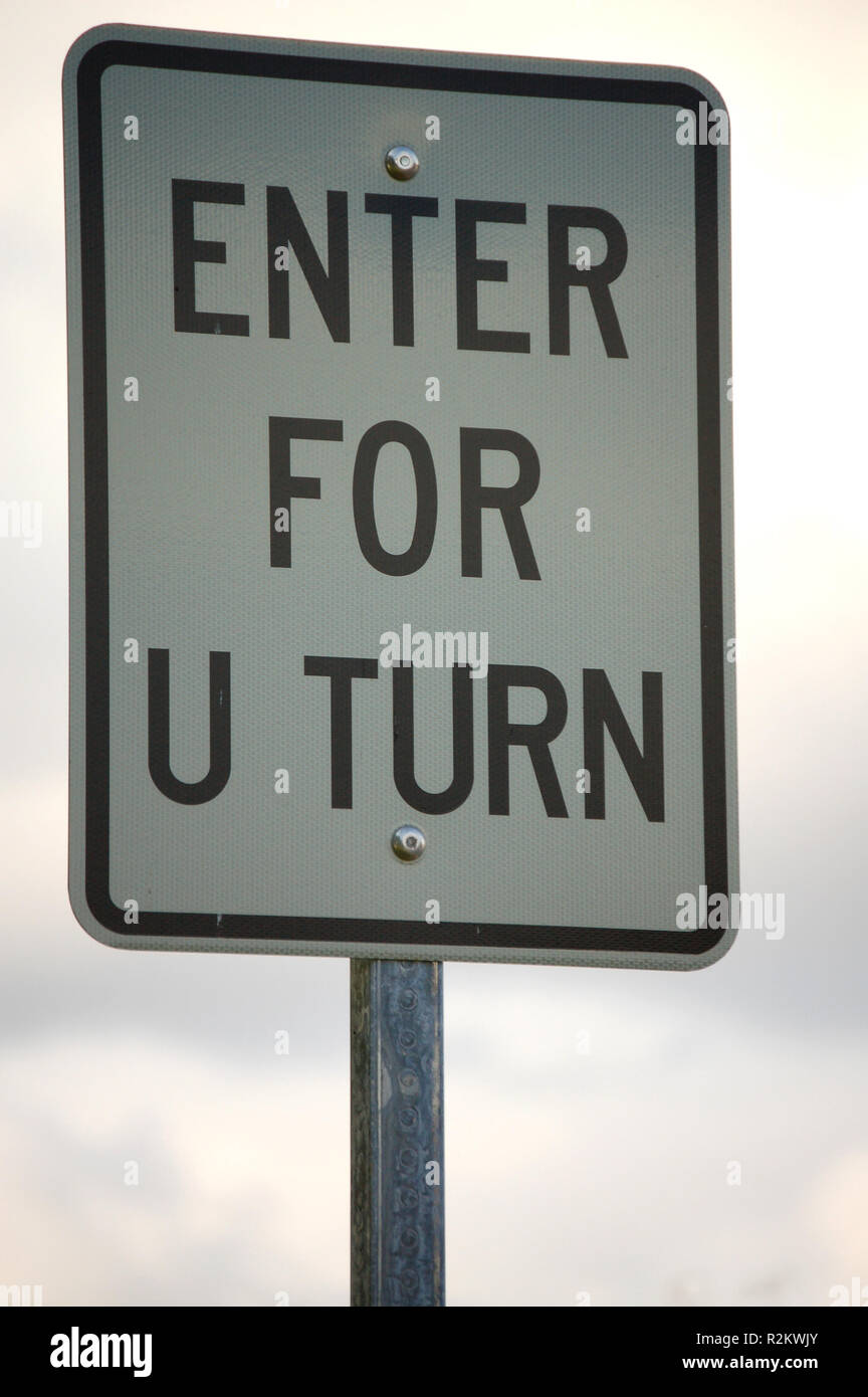 Utour Sign Example Car u turn sign hi-res stock photography and images - Alamy