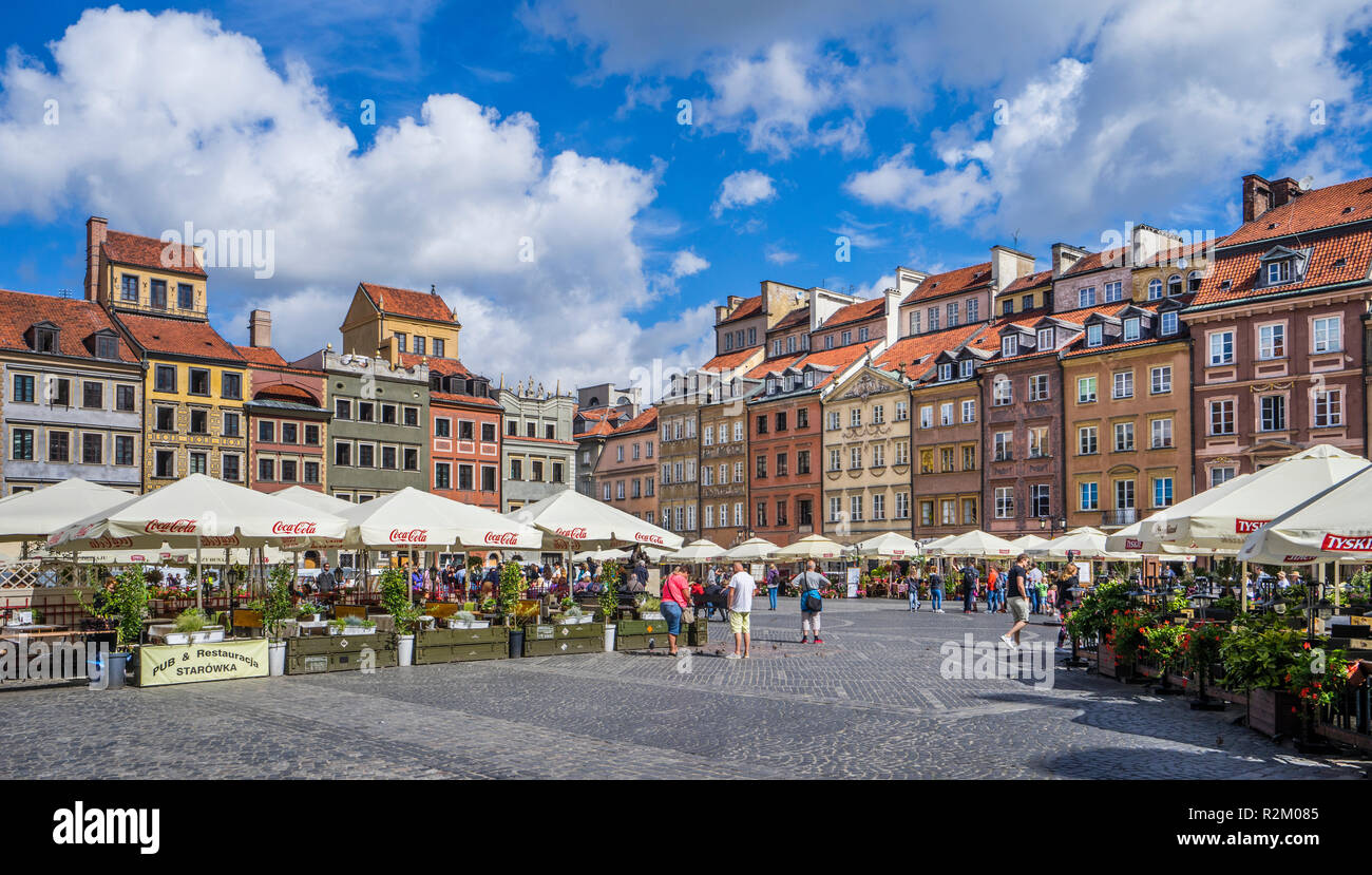 Renaissance style facades around Warsaw's Old Town Market Place in the Historic Centre, Warsaw, Poland Stock Photo