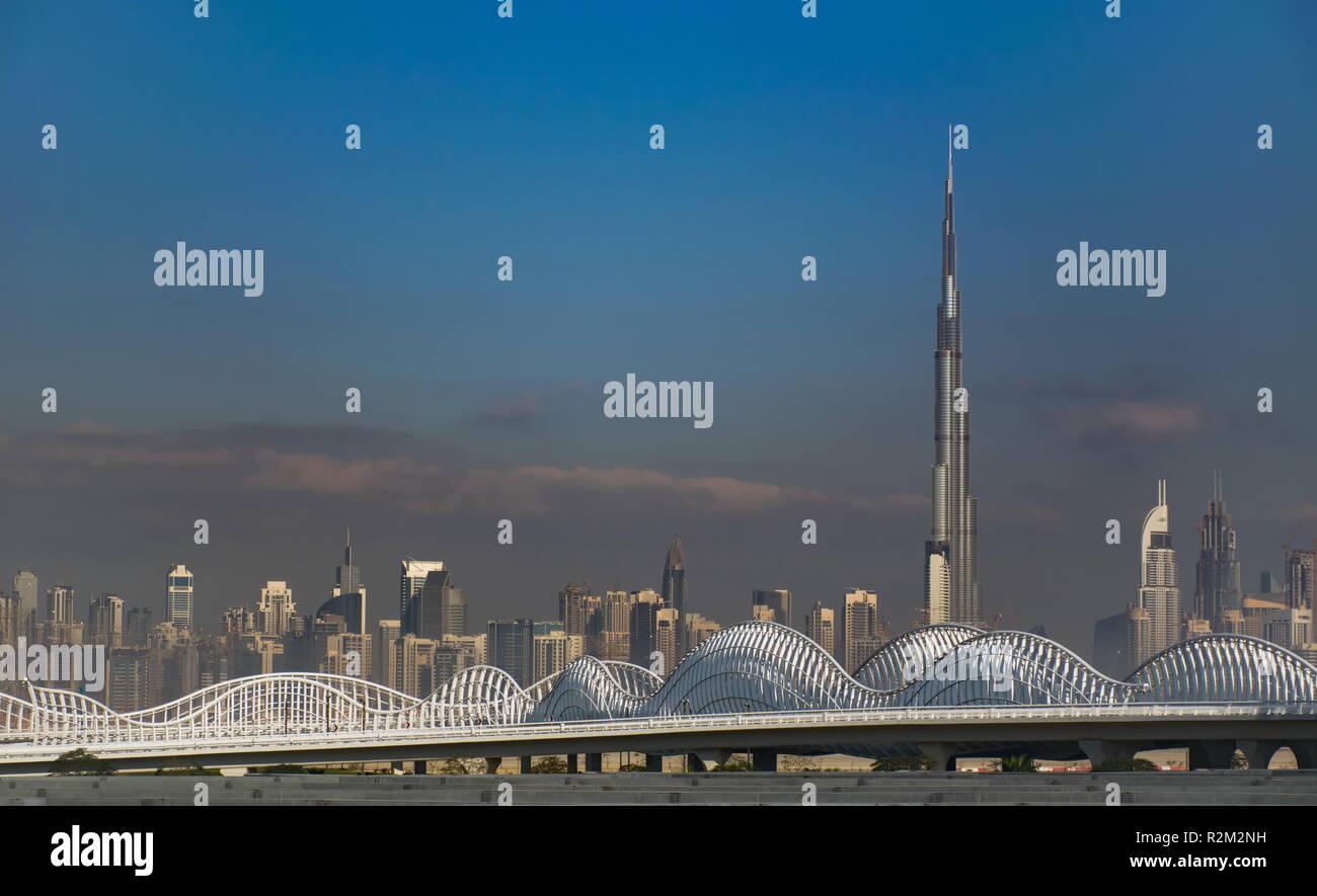 Dubai, UAE -FEBRUARY 02, 2016: Burj Khalifa Tower, the highest building in the world Stock Photo