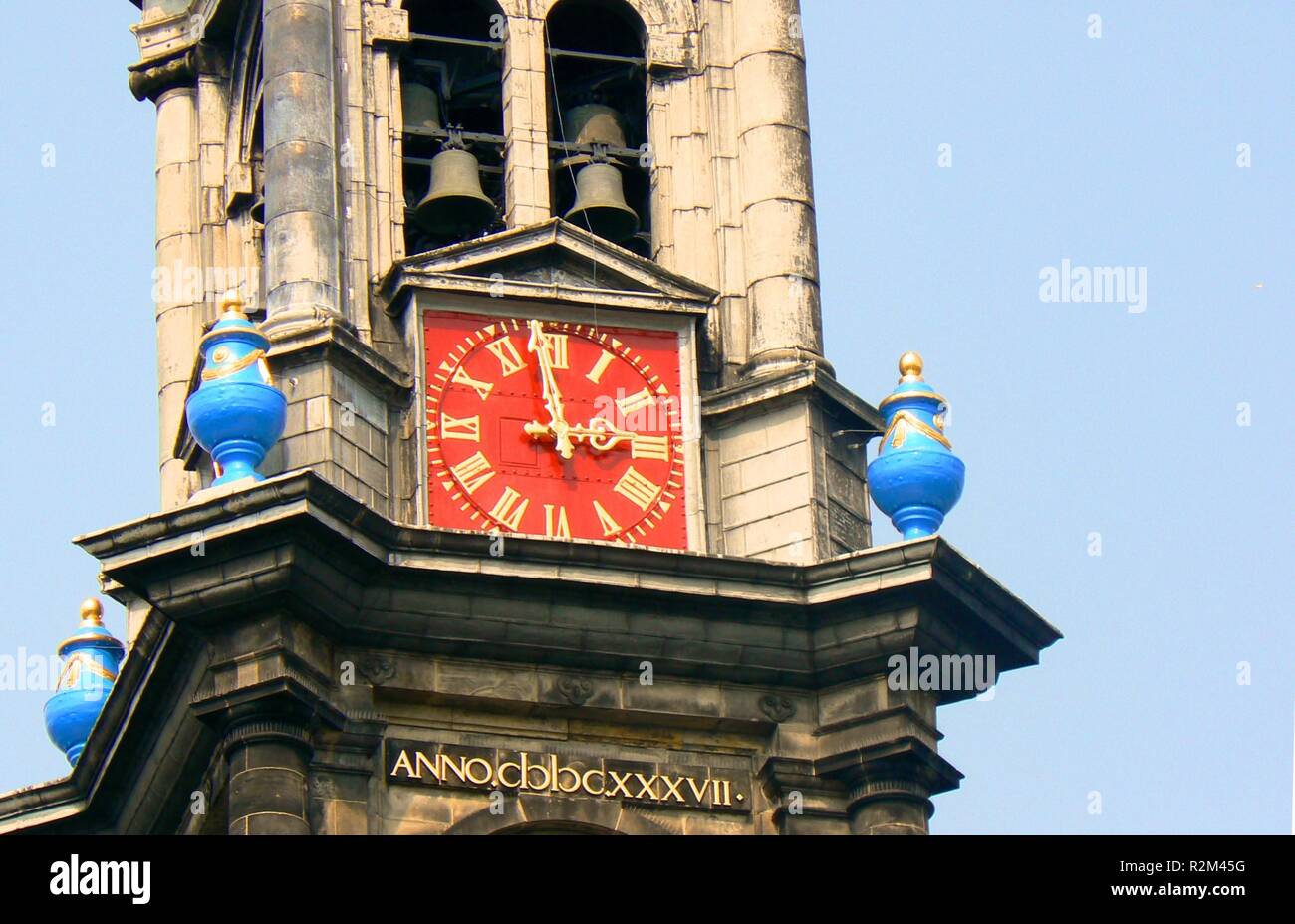 clock tower of the westerkerk Stock Photo