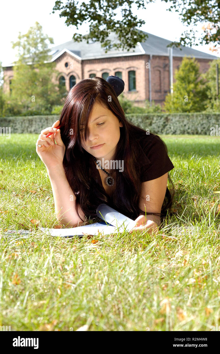young woman in the park Stock Photo