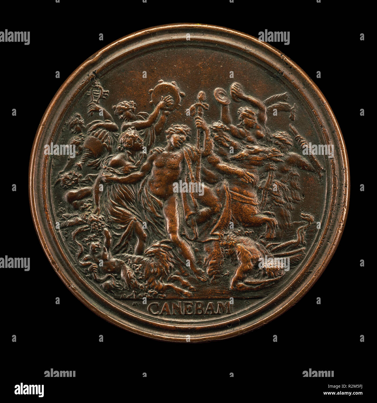 Bacchanal [reverse]. Dated: 1684. Dimensions: overall (diameter): 8.76 cm (3 7/16 in.)  gross weight: 183.37 gr (0.404 lb.)  axis: 12:00. Medium: bronze. Museum: National Gallery of Art, Washington DC. Author: Massimiliano Soldani Benzi. Stock Photo