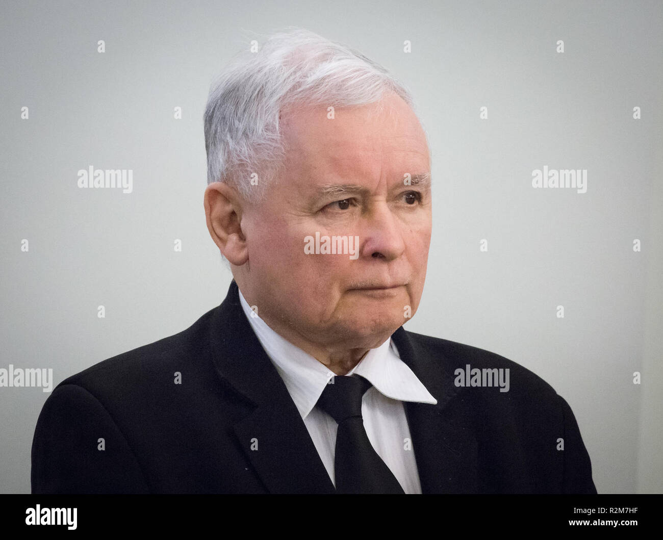 Leader of Polish now ruling 'Law and Justice' (PiS) party Jaroslaw Kaczynski during the new Polish Government appointment ceremony in Presidential Palace in Warsaw, Poland on 11 December 2017 Stock Photo