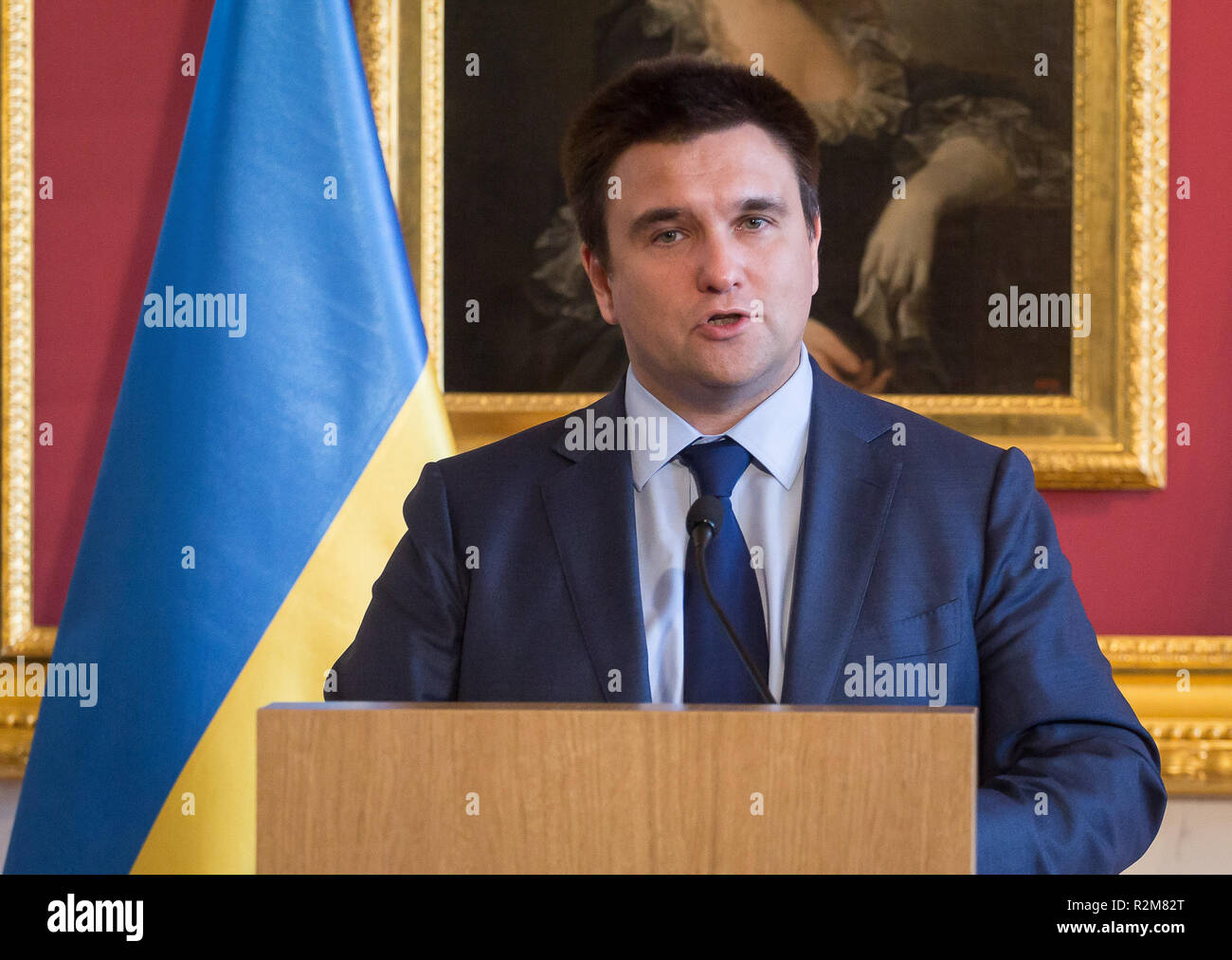 Minister of Foreign Affairs of Ukraine, Pavlo Klimkin during the press conference in Warsaw, Poland on 15 March 2017 Stock Photo