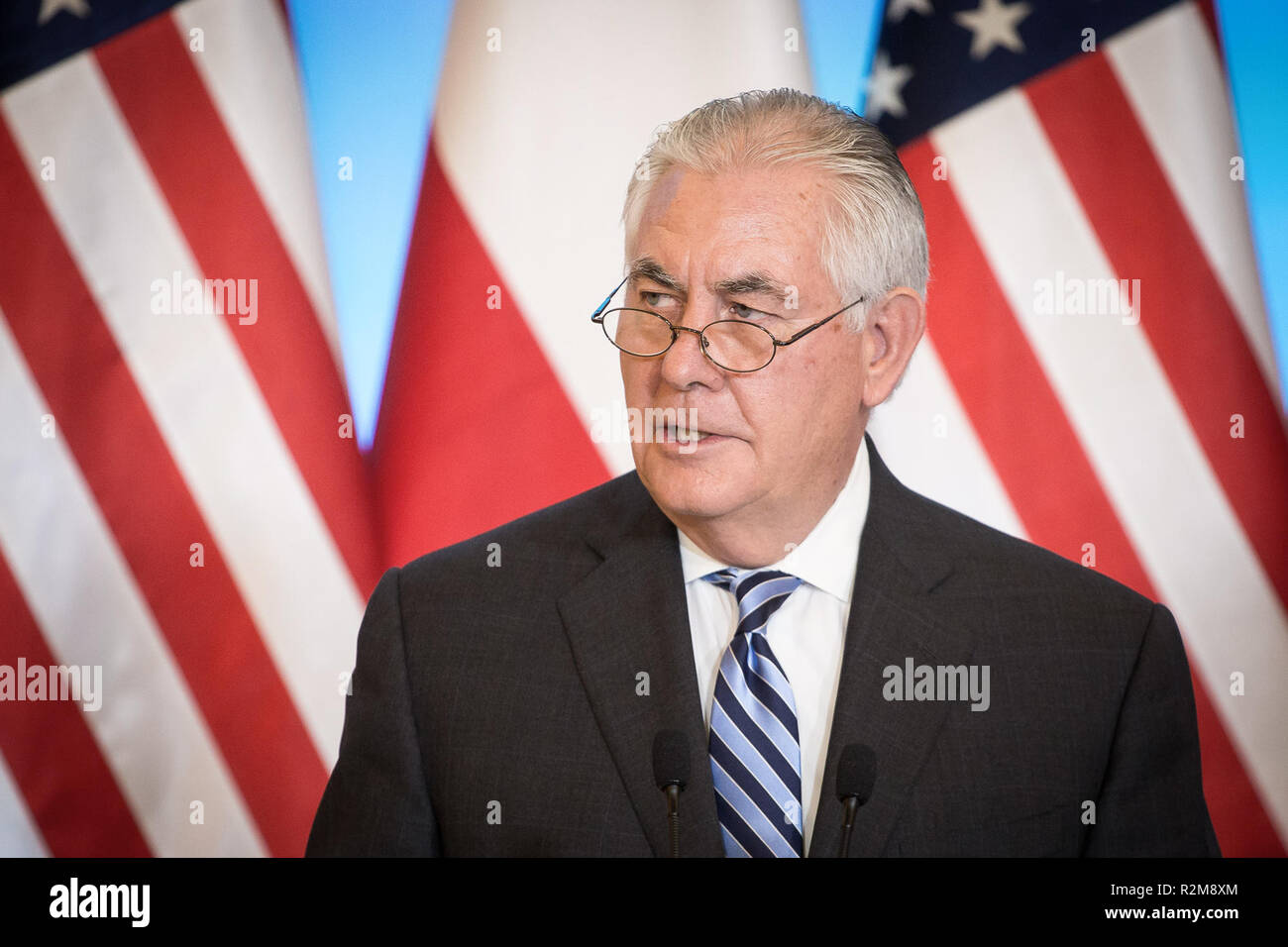 United States Secretary of State Rex Tillerson in Warsaw, Poland on 27 January 2018 Stock Photo