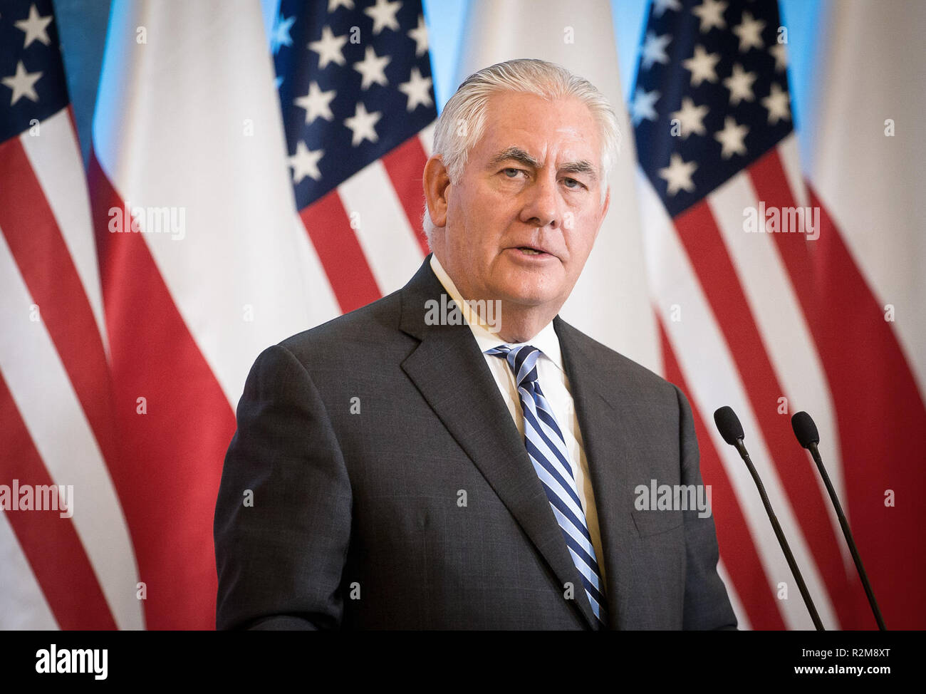 United States Secretary of State Rex Tillerson in Warsaw, Poland on 27 January 2018 Stock Photo