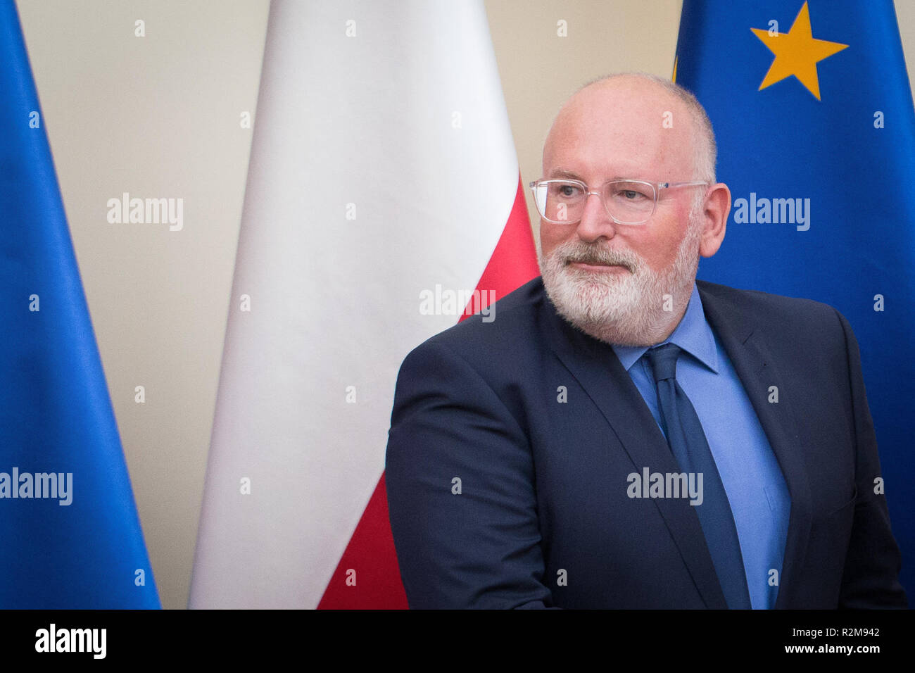 First Vice-President of European Commission Frans Timmermans during a meeting with Polish Prime Minister Mateusz Morawiecki at Chancellery of the Prime Minister in Warsaw, Poland on 18 June 2018 Stock Photo
