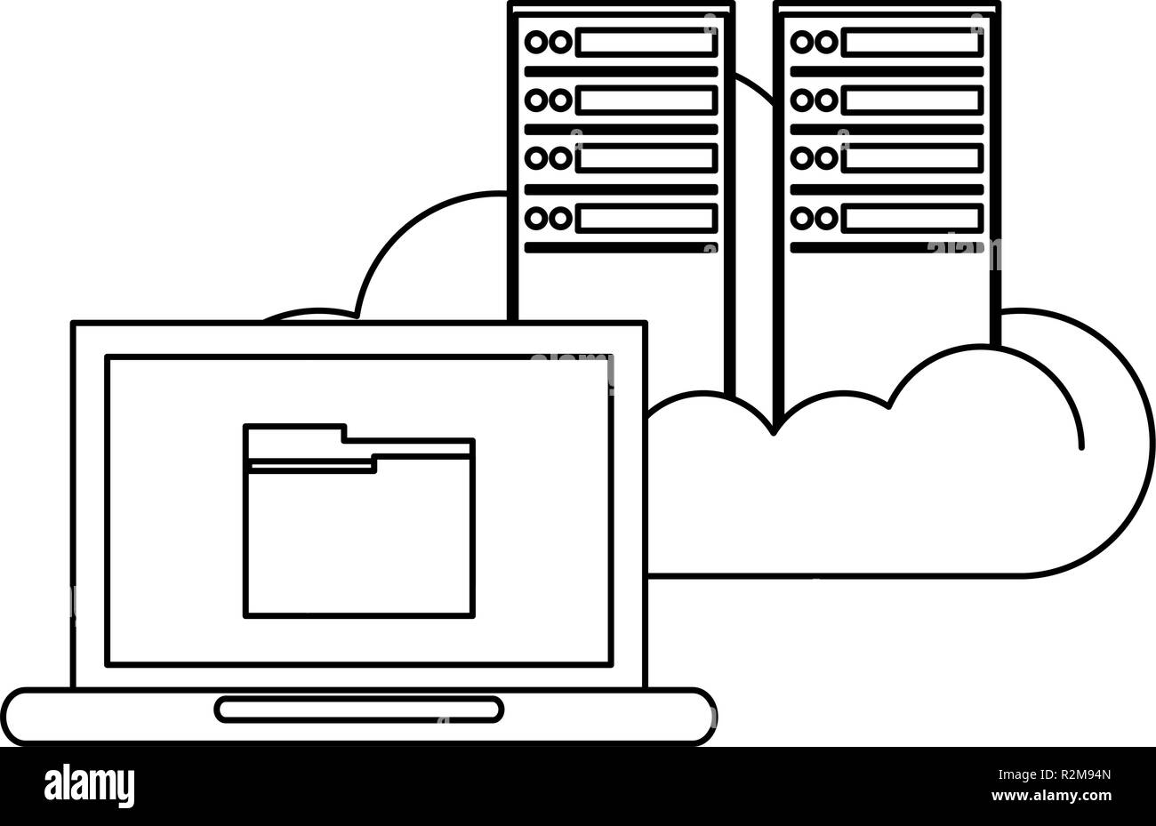 computer with cloud computing vector illustration graphic design Stock ...